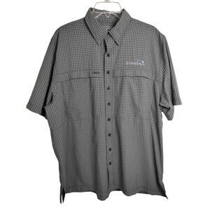 M1123) Game Guard Men's XL 1041 Gray Check Vented Microfiber Tek check Outdoor